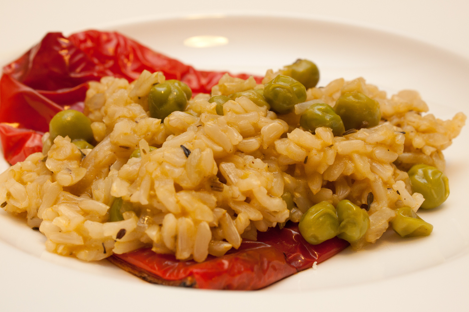 Spring asparagus risotto with green peas and Parmigiano