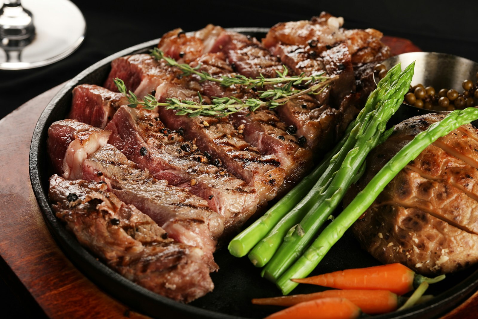 Reverse-sear ribeye steak with mahogany crust and pink center