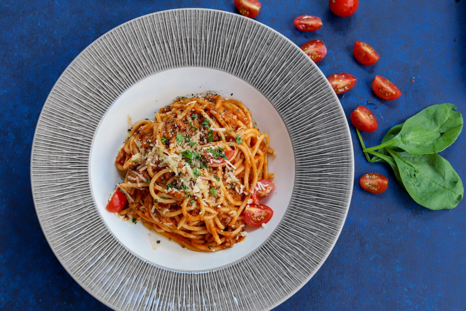 Spaghetti alla puttanesca with capers olives and anchovies